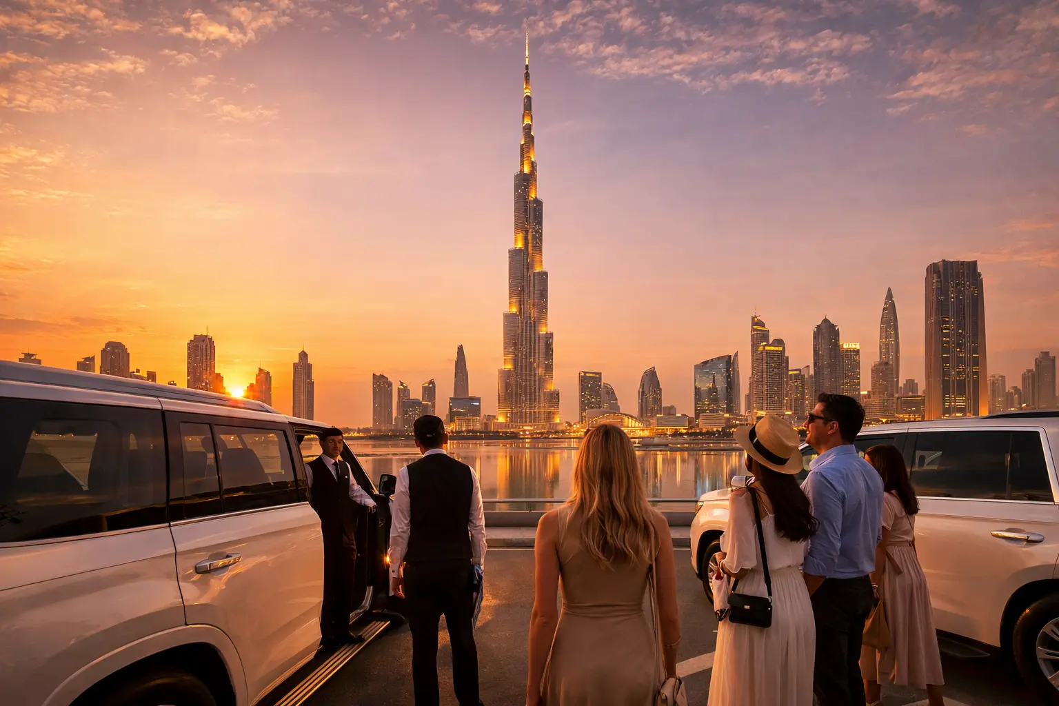 Dubai skyline at sunset Dubai skyline at sunset